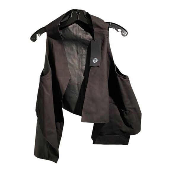 Papucei Women’s Leather Vest Black Asymmetrical OS - Picture 3 of 13